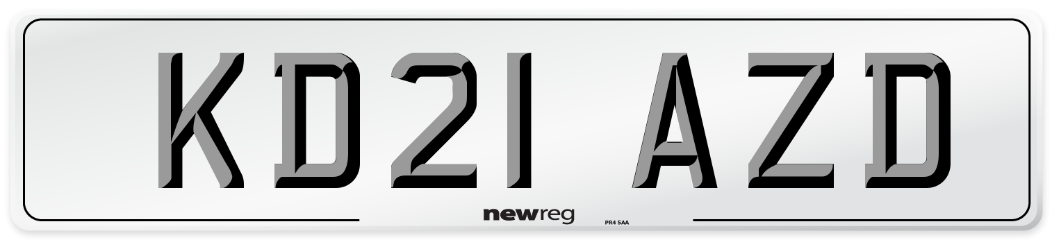 KD21 AZD Number Plate from New Reg